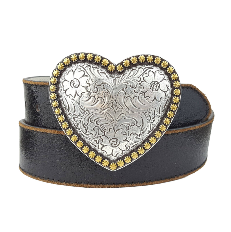 Heart Buckle Vintage Leather Belt