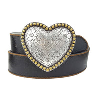 Heart Buckle Vintage Leather Belt