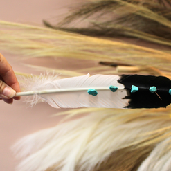 Turquoise Studded Black Tipped Turkey Feathers