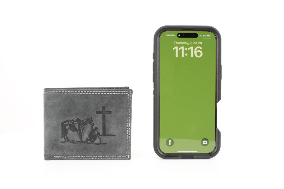 Men’s Bi-Fold Wallet with Praying Cowboy Emboss