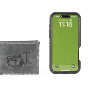 Men’s Bi-Fold Wallet with Praying Cowboy Emboss