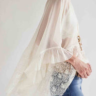 Lace Ruffle Batwing Blouse