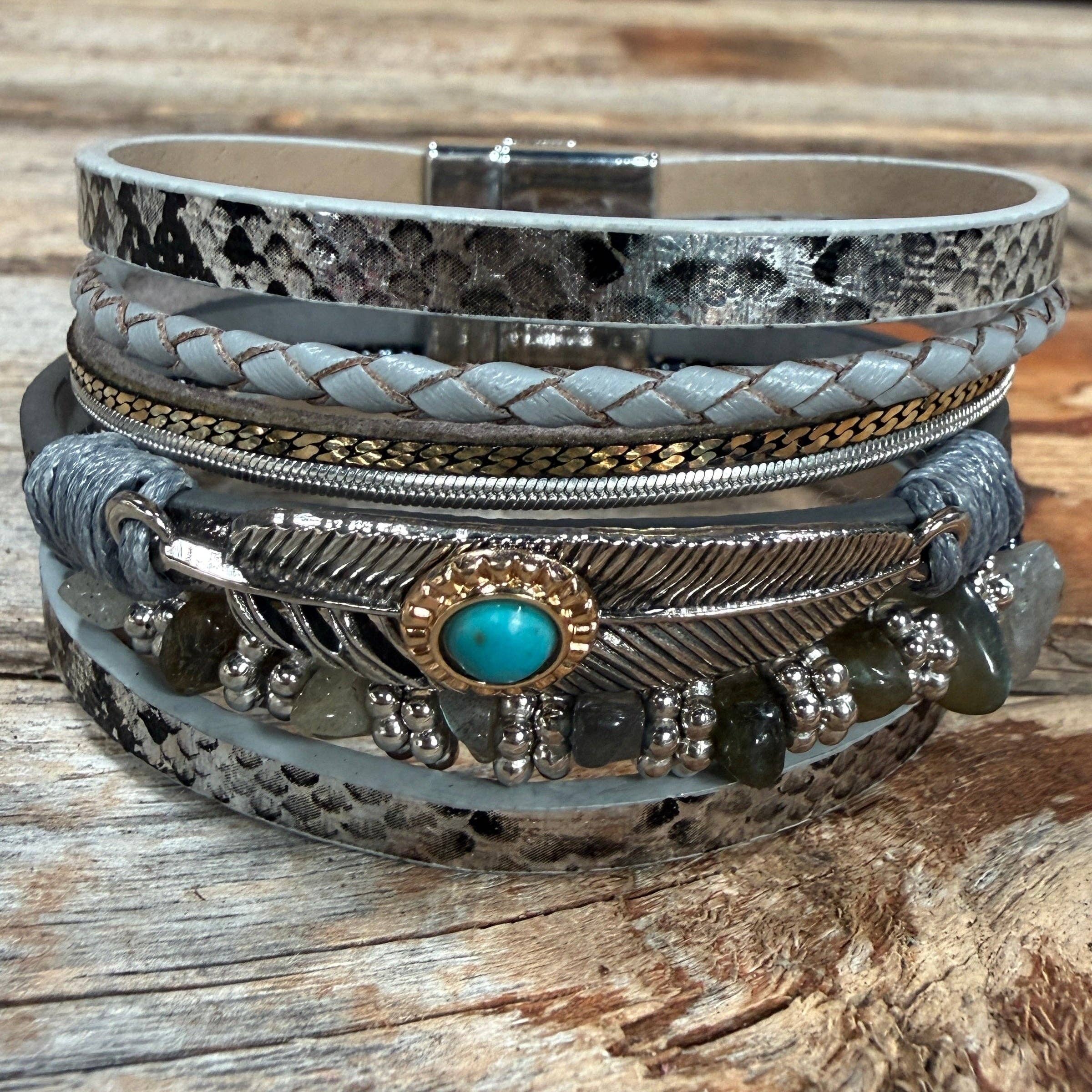 Grey Boho Wrap Bracelet