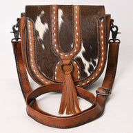 Hair-On-Hide Saddle Style Crossbody Bag