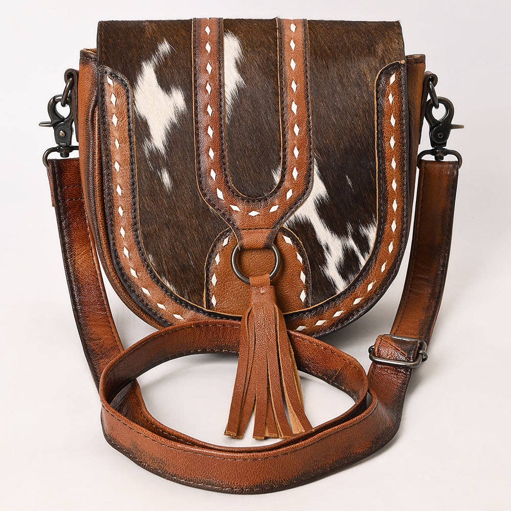 Hair-On-Hide Saddle Style Crossbody Bag