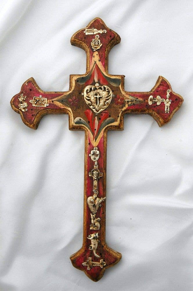 MXC17- Mexican Artisan Fleur de Lis Wall Cross