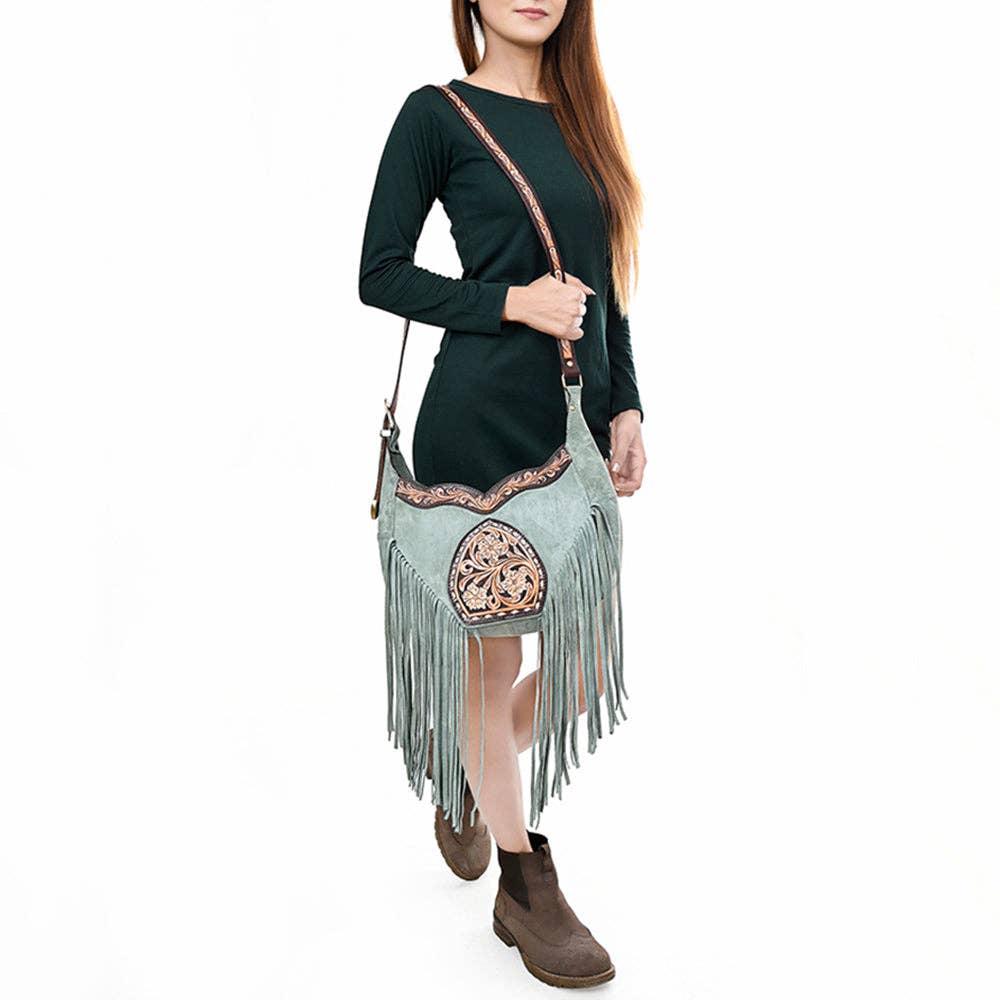 Western Leather Hobo Bag Hand Tooled