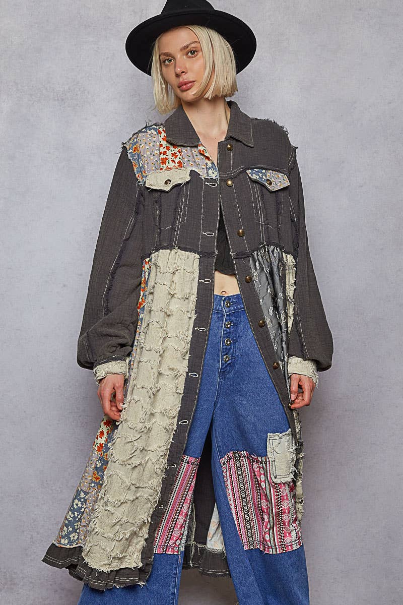 Patchwork Maxi Length Jacket