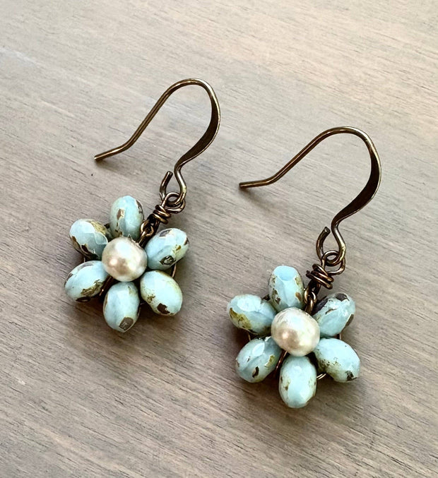 Beach Bloom Earrings In Pale Blue