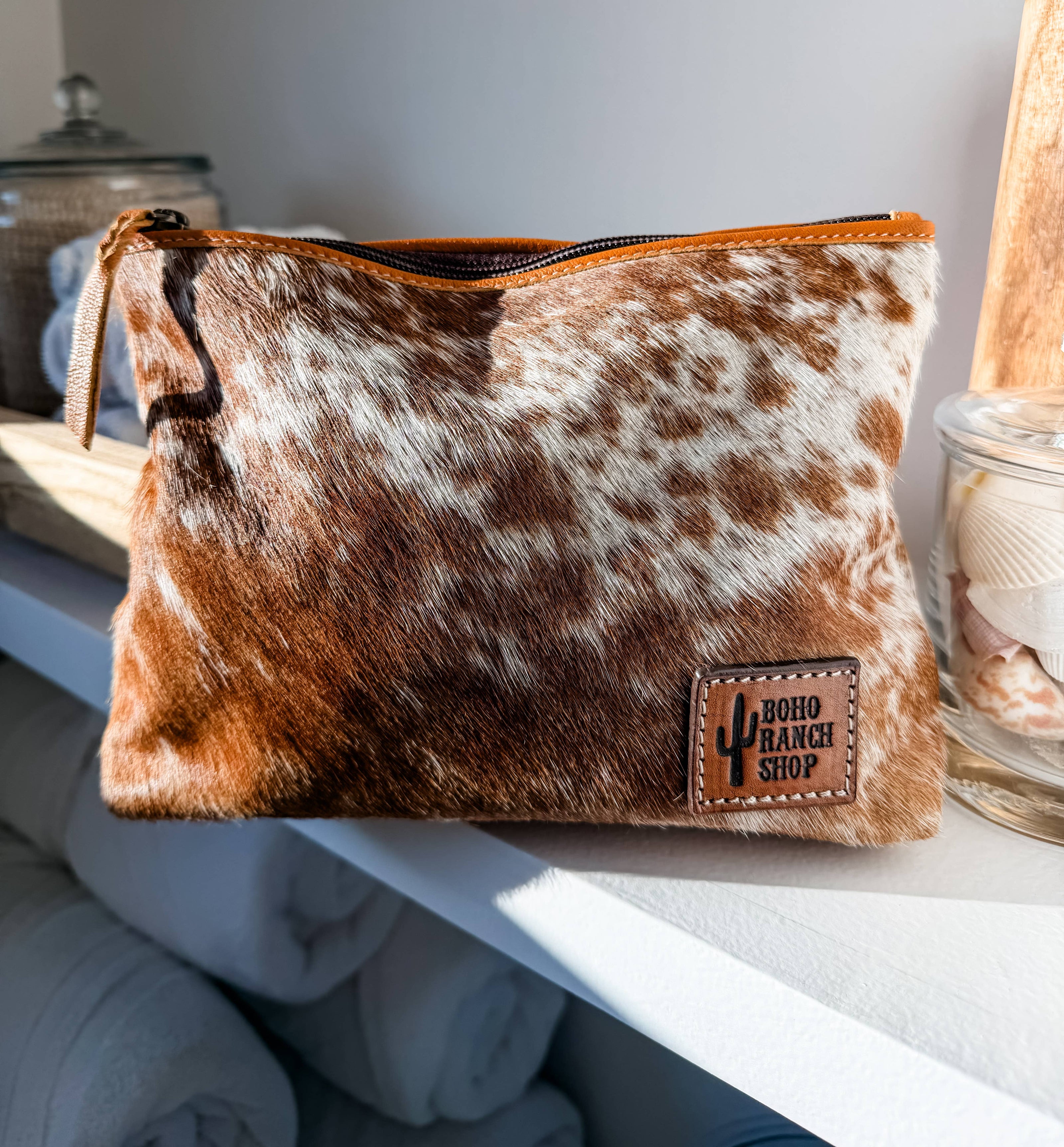 Western Cowhide Makeup Bag Travel