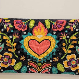 Hand Beaded Heart Clutch