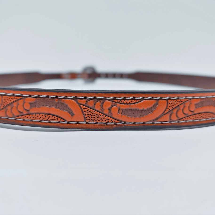Leather Tooled Cowboy Hat Band - Style Firebird