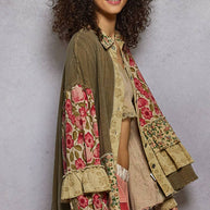 Double Gauze Patchwork Ruffle Shirt