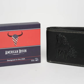 American Bison Bifold Wallet with 3D Horse Embossing