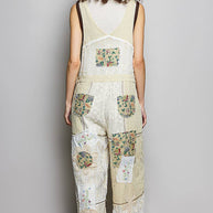 Floral Patchwork Woven Overalls