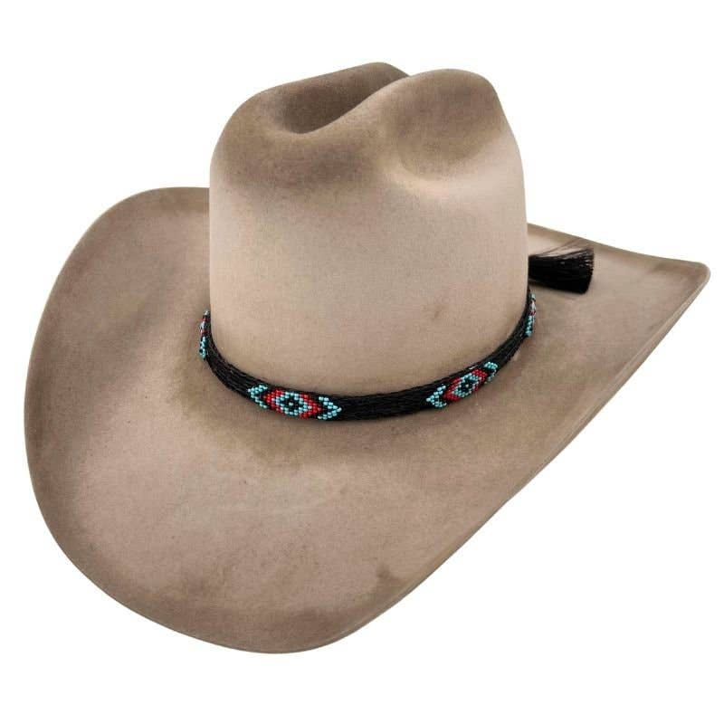 Horsehair Beaded Hat Band - Blue Roan