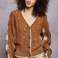 Knit Cardigan with Embroidery