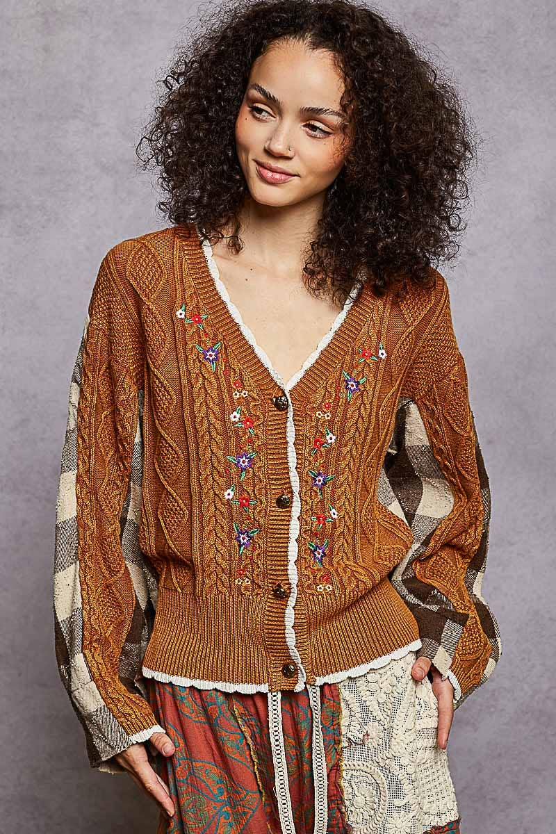 Knit Cardigan with Embroidery