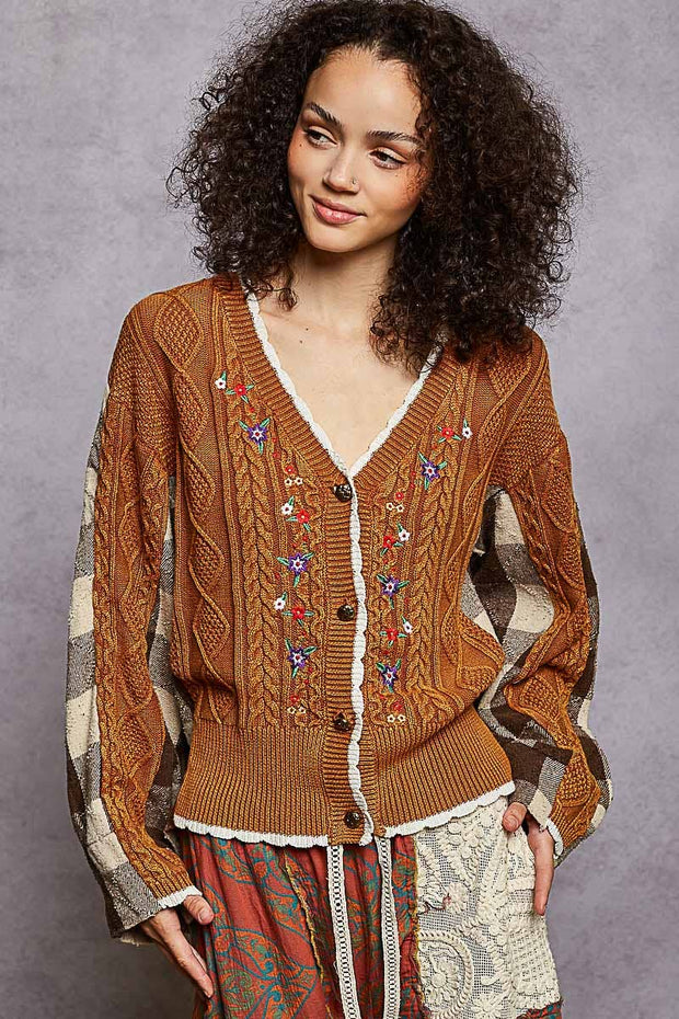 Knit Cardigan with Embroidery