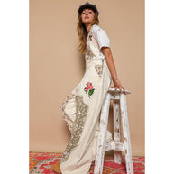 Pol Clothing Floral Patchwork Embroidery Overall