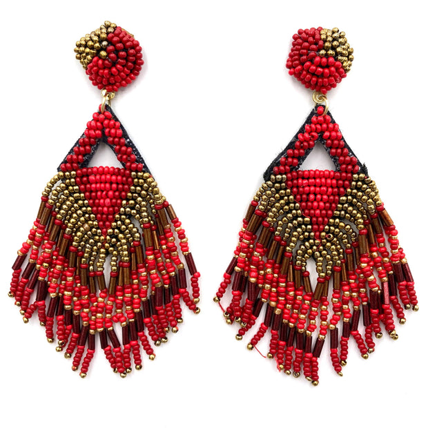 Fringe Seed Bead Dangle Earrings