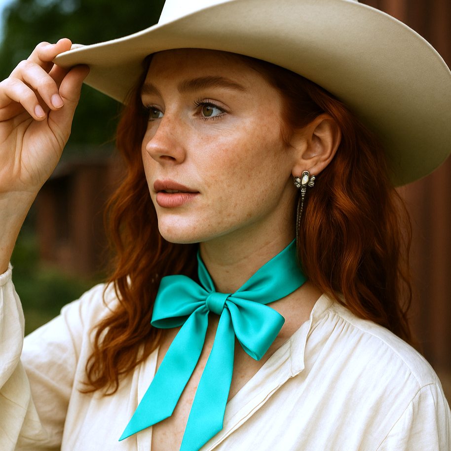 Turquoise  Western Skinny Mini Wild Rag Scarf / Cowgirl Necktie #TW301