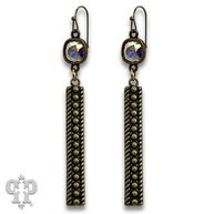 Swarovski® crystals textured rectangle bar earrings