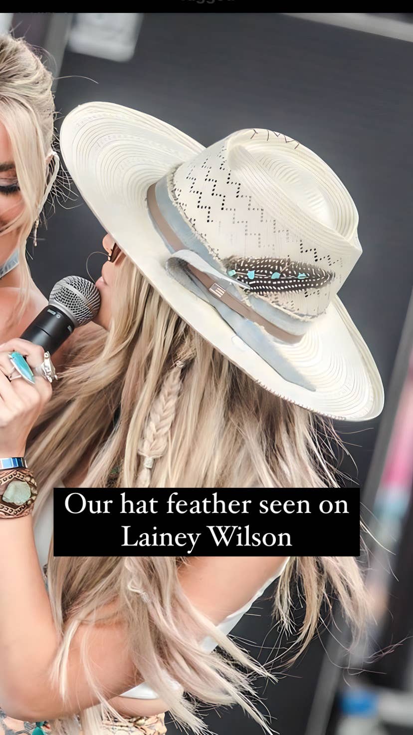 Spotted Guinea Hat Feather with Abalone