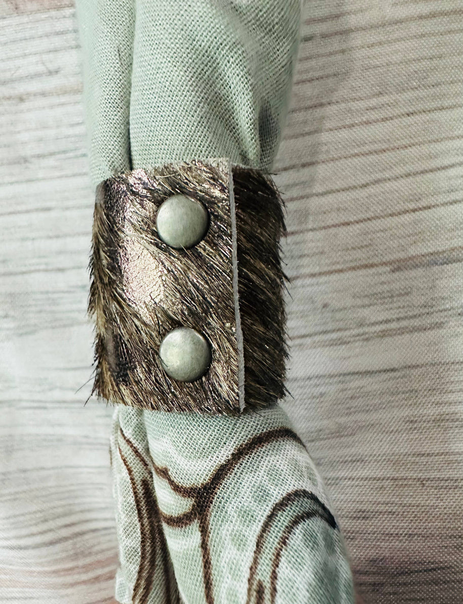 Mixed Metallic Cowhide Bandana Slides