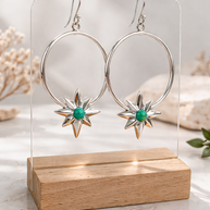 Grand Canyon Turquoise Star Hoops Earrings