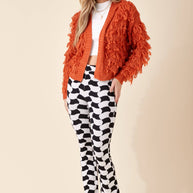 Orange Fringe Cardigan