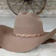 Taupe Studded Goat Leather Hat Band