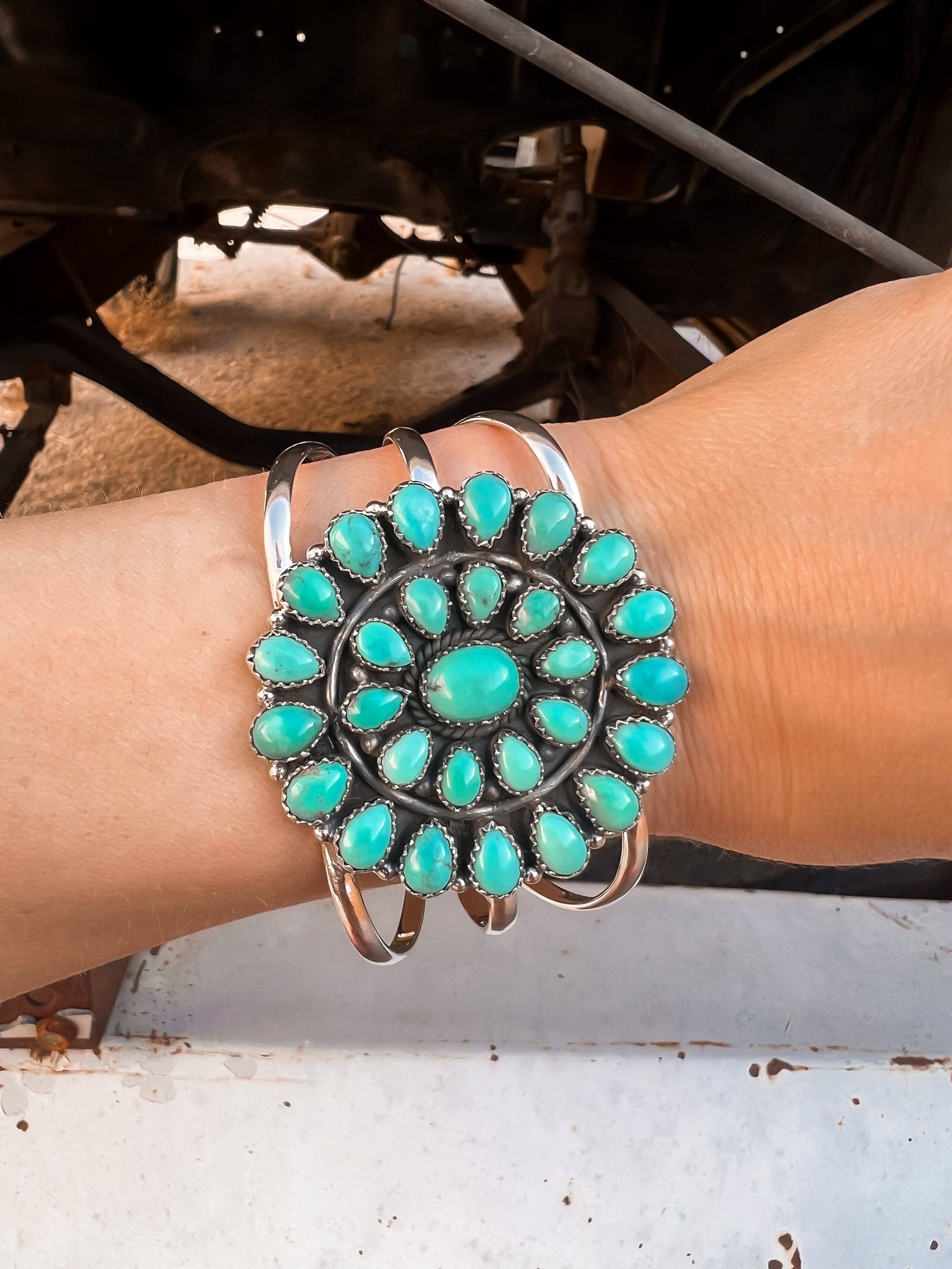 Large Blossom Sterling Silver Cuff