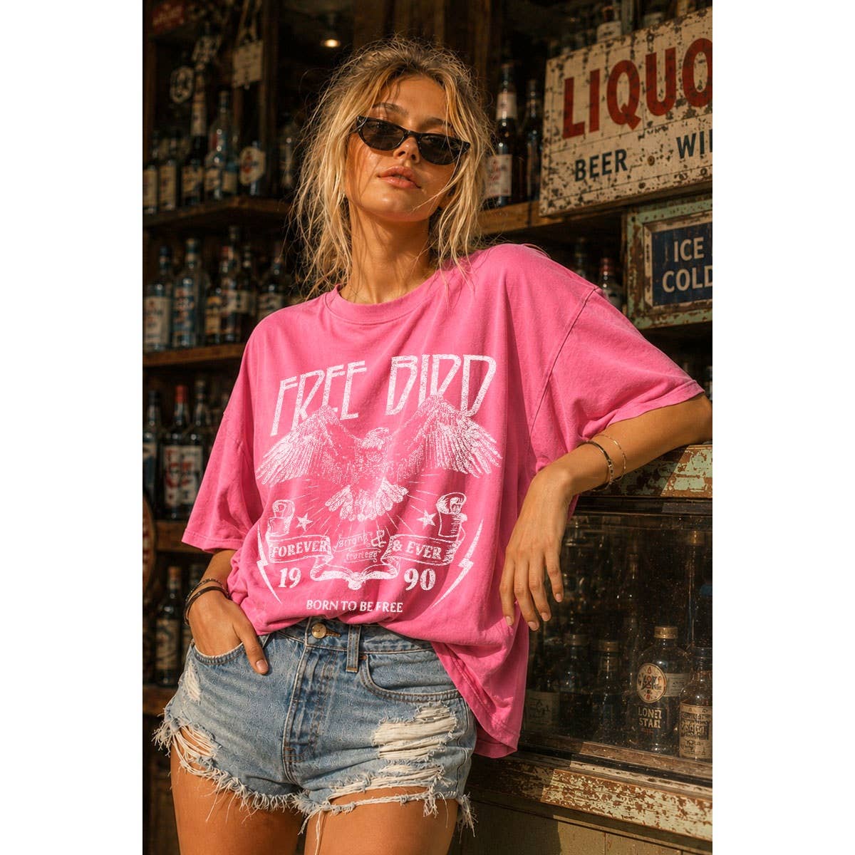 Free Bird Oversized Mineral Washed T-Shirt