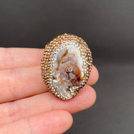 Rhinestone Inlaid Irregular Agate Ring