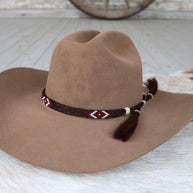 Genuine Horsehair 5 Strand Braided Hat Band with Double Tassel - Red Roan