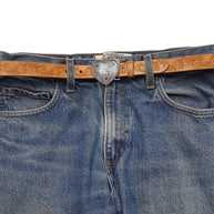 Western Silver Heart w. hand-Painted floral tooled belt
