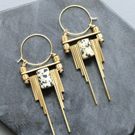 ArtDeco Dalmatian jasper hoop earrings