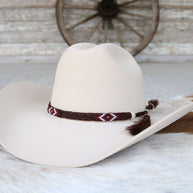 Genuine Horsehair 5 Strand Braided Hat Band with Double Tassel - Red Roan