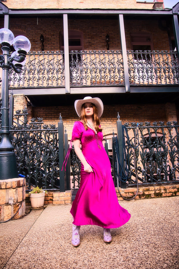 Satin Lace Midi Dress