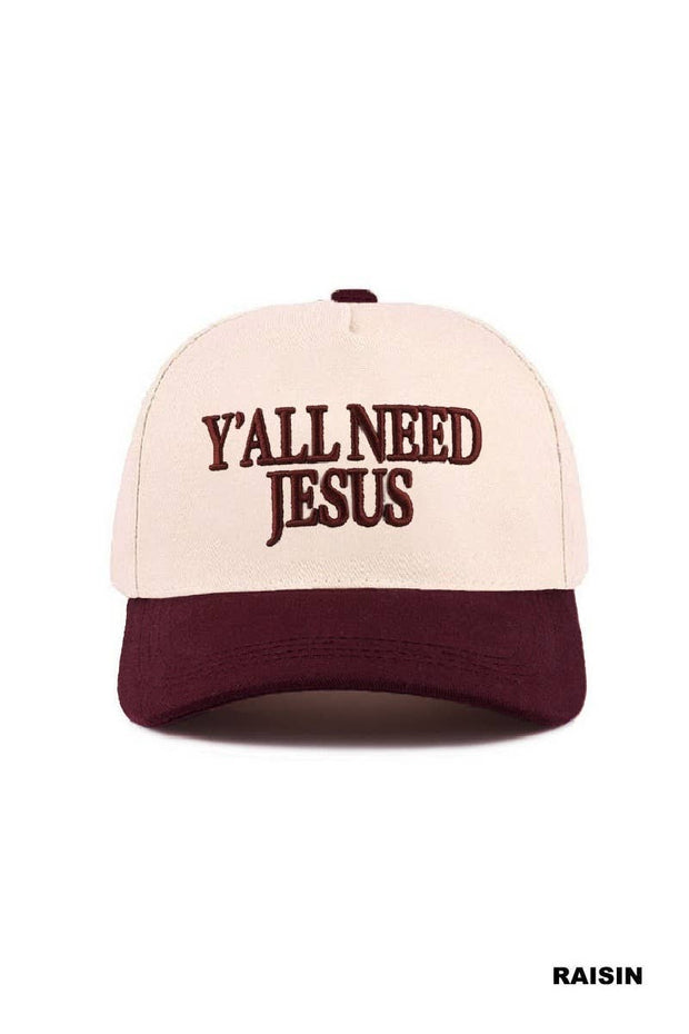 Y'all Need Jesus Two Tone Canvas Cotton Cap