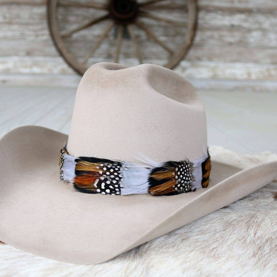 Western Feather Grey Hat Band