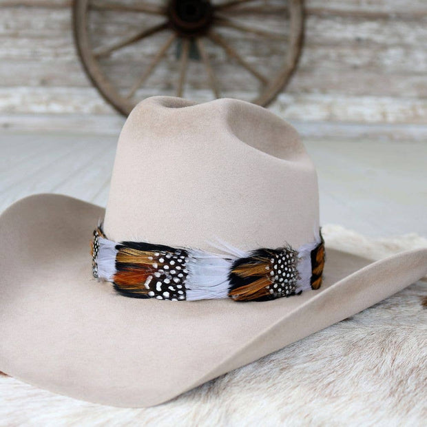 Western Feather Grey Hat Band
