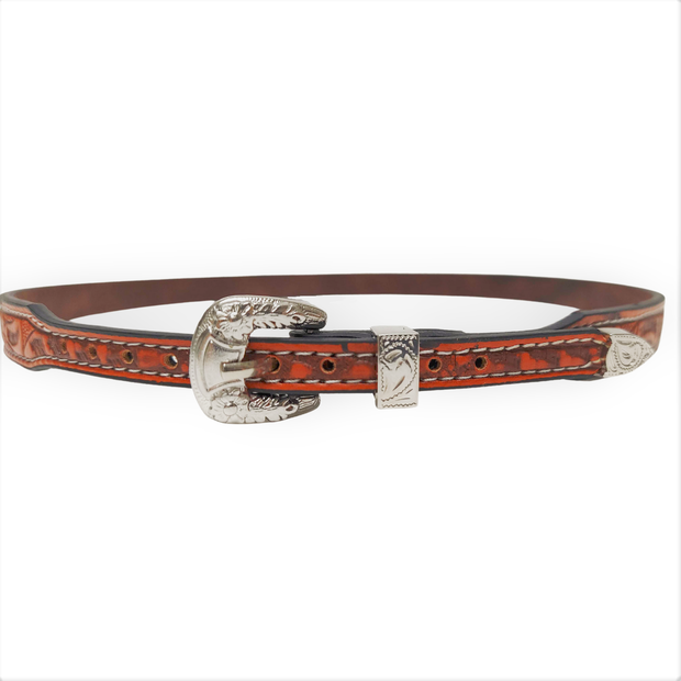 Leather Tooled Cowboy Hat Band - Style Firebird