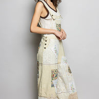 Floral Patchwork Woven Overalls