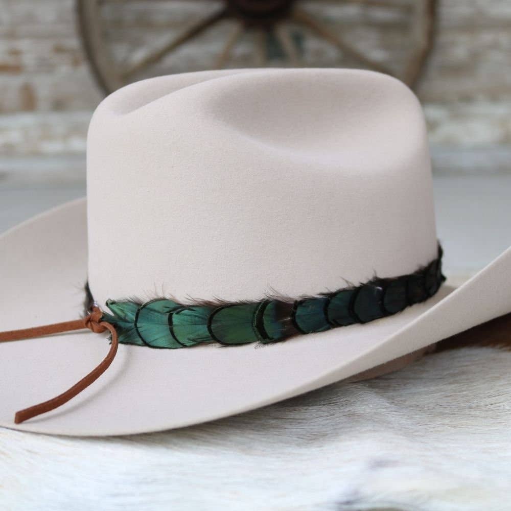 Iridescent Green Feather Hat Band - Ridge