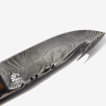 Damascus Skinning gut hook, Hunting Knife by Titan TD-1 7 6
