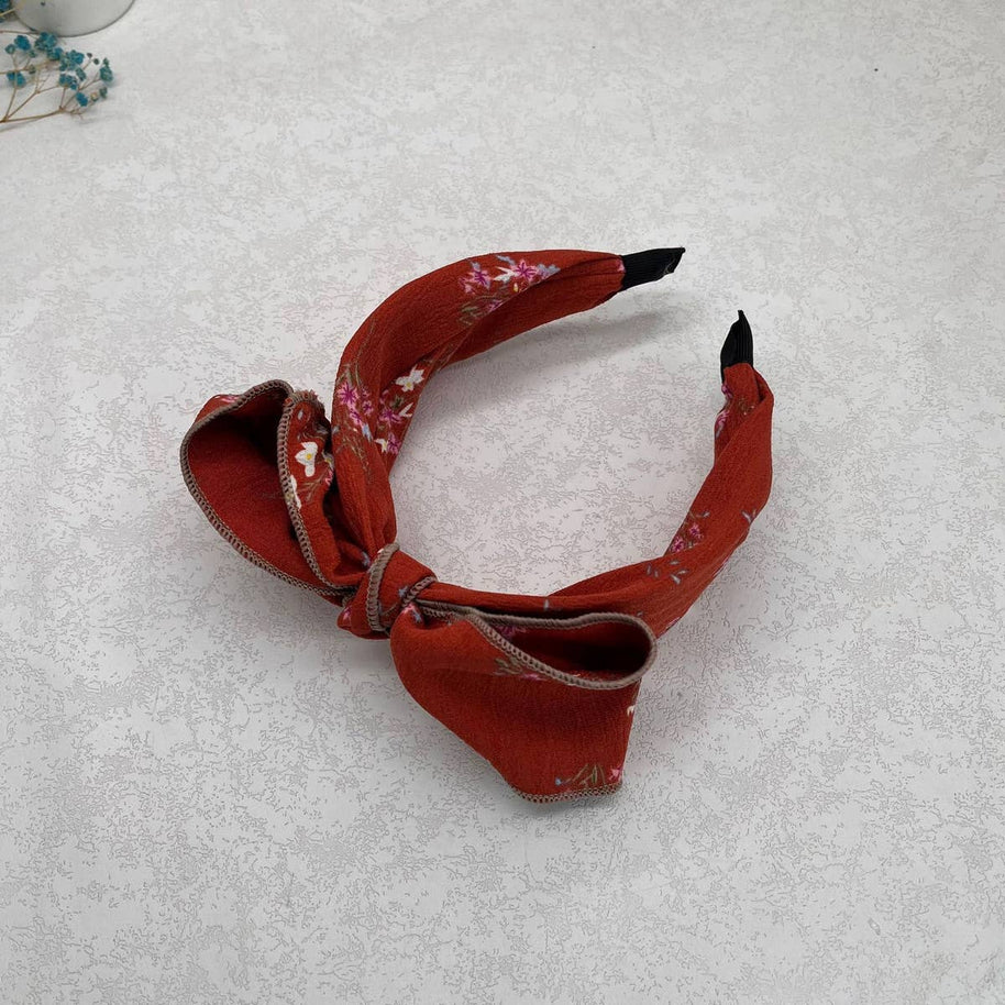 Wide Floral Bow Headband
