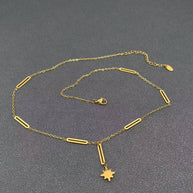 CZ Star Charm 18K GP SSteel Necklace