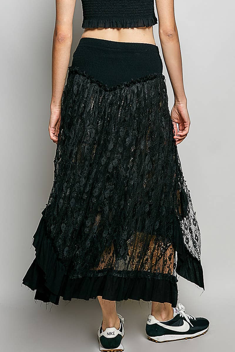 Reverse Ruffle Lace Skirt